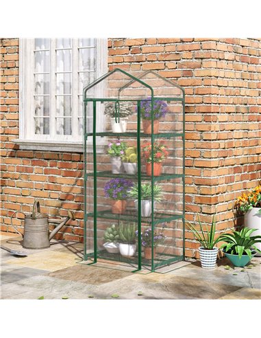 Outsunny 4 Tiers Mini Portable Greenhouse, Transparent Clear Cover, 845-228V03