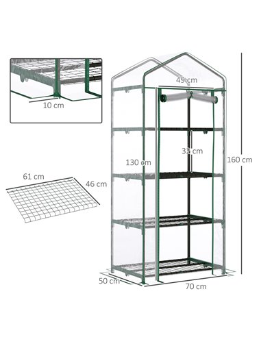 Outsunny 4 Tiers Mini Portable Greenhouse, Transparent Clear Cover, 845-228V03