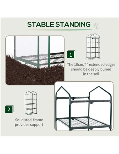 Outsunny 4 Tiers Mini Portable Greenhouse Plant Grow Shed Metal Frame Transparent Clear Cover 160H x 70L x 50Wcm 845-228V03