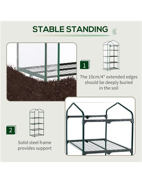 Outsunny 4 Tiers Mini Portable Greenhouse Plant Grow Shed Metal Frame Transparent Clear Cover 160H x 70L x 50Wcm 845-228V03 - pic 38175 | FastDaddyshop