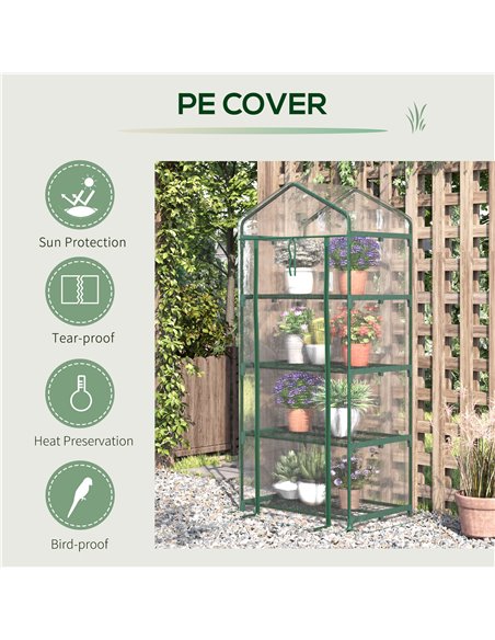 Outsunny 4 Tiers Mini Portable Greenhouse Plant Grow Shed Metal Frame Transparent Clear Cover 160H x 70L x 50Wcm 845-228V03 - pic 38176 | FastDaddyshop