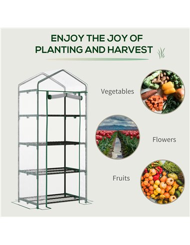 Outsunny 4 Tiers Mini Portable Greenhouse Plant Grow Shed Metal Frame Transparent Clear Cover 160H x 70L x 50Wcm 845-228V03