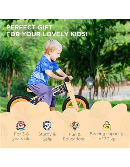 Homcom 12" Wooden Kids Balance Bike Black - pic 3818 | FastDaddyshop