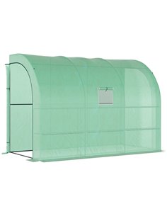 Outsunny Walk-In Lean to Wall Greenhouse, Green 845-302V01GN
