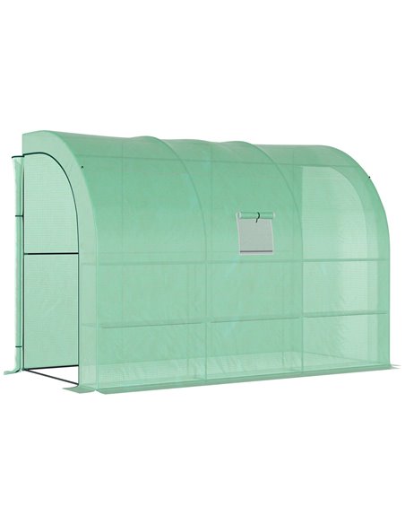 Outsunny Walk-In Lean to Wall Greenhouse, Green 845-302V01GN - pic 38190 | FastDaddyshop