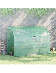 Outsunny Walk-In Lean to Wall Greenhouse, Green 845-302V01GN 2