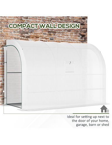 Outsunny Outdoor Walk-In Greenhouse, Plant Nursery with Zippered Doors, PE Cover and 3-Tier Shelves, White, 300 x 150 x 213 cm 8