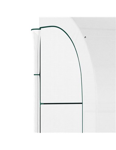 Outsunny Outdoor Walk-In Greenhouse, Plant Nursery with Zippered Doors, PE Cover and 3-Tier Shelves, White, 300 x 150 x 213 cm 8