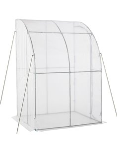 Outsunny Outdoor Walk-In Lean to Wall Greenhouse, White 845-304V03WT