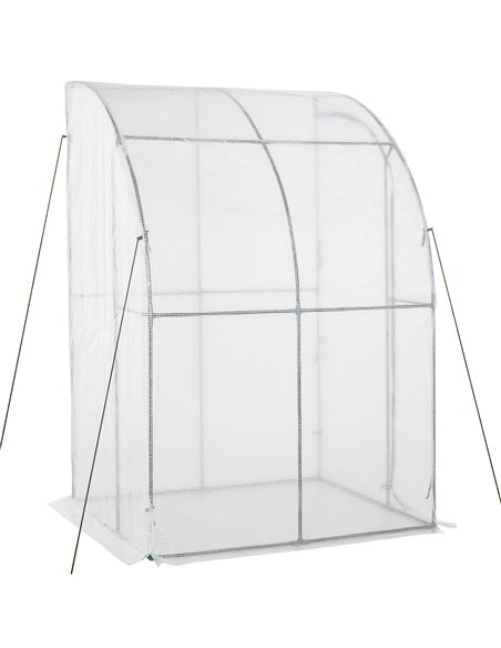 Outsunny Outdoor Walk-In Lean to Wall Greenhouse, White 845-304V03WT - pic 38208 | FastDaddyshop
