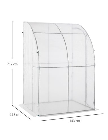 Outsunny Outdoor Walk-In Lean to Wall Greenhouse, White 845-304V03WT