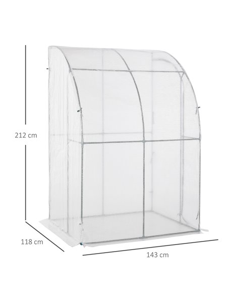 Outsunny Outdoor Walk-In Lean to Wall Greenhouse, White 845-304V03WT - pic 38210 | FastDaddyshop