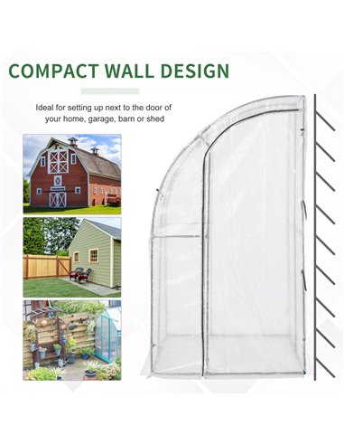 Outsunny Outdoor Walk-In Lean to Wall Greenhouse, White 845-304V03WT