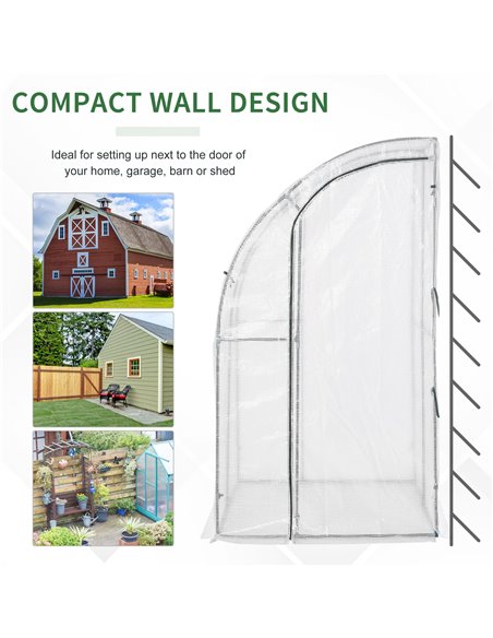Outsunny Outdoor Walk-In Lean to Wall Greenhouse, White 845-304V03WT - pic 38211 | FastDaddyshop