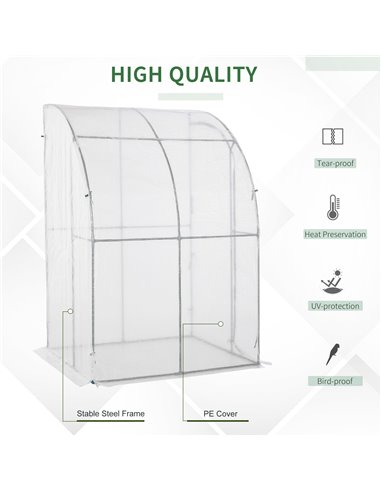 Outsunny Outdoor Walk-In Lean to Wall Greenhouse, White 845-304V03WT