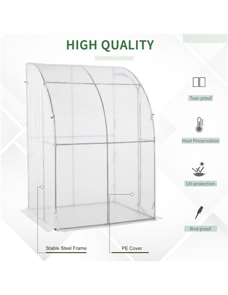 Outsunny Outdoor Walk-In Lean to Wall Greenhouse, White 845-304V03WT - pic 38212 | FastDaddyshop