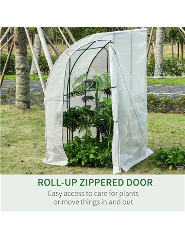 Outsunny Outdoor Walk-In Lean to Wall Greenhouse, White 845-304V03WT