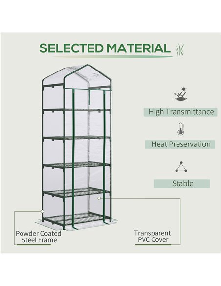 Outsunny 5 Tier Greenhouse Outdoor Flower Stand PVC Cover Portable Shed Metal Frame Transparent 69 x 49 x 193cm 845-383V01 - pic 38220 | FastDaddyshop
