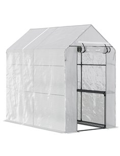 Outsunny Walk in Polytunnel Garden Greenhouse, White 845-306V01
