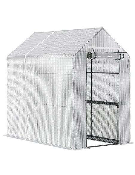 Outsunny Walk in Polytunnel Garden Greenhouse, White 845-306V01 - pic 38226 | FastDaddyshop
