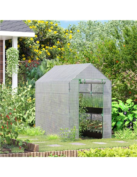 Outsunny Walk in Garden Greenhouse with Shelves Polytunnel Steeple Grow House 186L x 120W 190Hcm White 845-306V01 - pic 38227 | FastDaddyshop