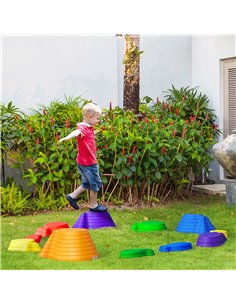 Outsunny Kids Balance Stepping Stones 11-Piece Fish Shape