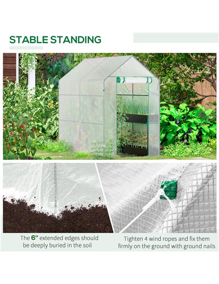 Outsunny Walk in Garden Greenhouse with Shelves Polytunnel Steeple Grow House 186L x 120W 190Hcm White 845-306V01 - pic 38231 | FastDaddyshop