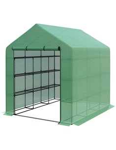Outsunny Poly Tunnel Steeple Walk in Garden Greenhouse, Green 845-696