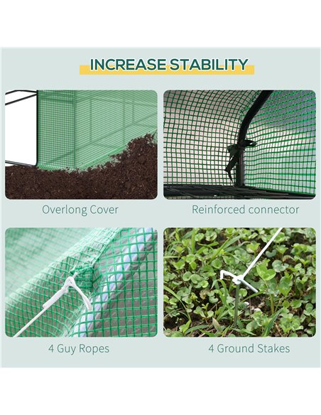 Outsunny Poly Tunnel Steeple Walk in Garden Greenhouse with Removable Cover Shelves - Green 244 x 180 x 210cm 845-696 - pic 38241 | FastDaddyshop