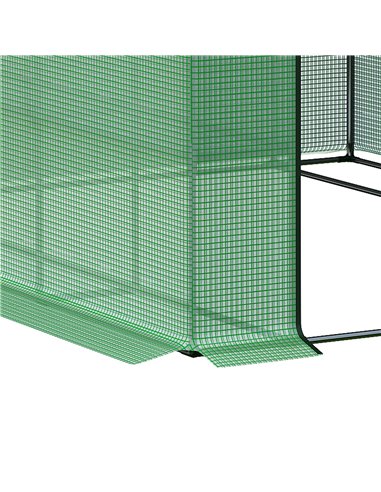 Outsunny Poly Tunnel Steeple Walk in Garden Greenhouse with Removable Cover Shelves - Green 244 x 180 x 210cm 845-696