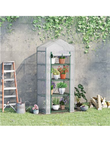 Outsunny 4 Tier Mini Greenhouse, Portable Green House, White 845-228V02WT