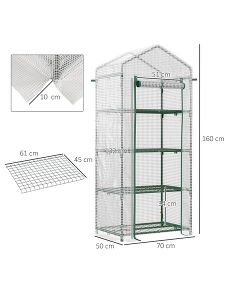 Outsunny 4 Tier Mini Greenhouse, Portable Green House, White 845-228V02WT - pic 38246 | FastDaddyshop