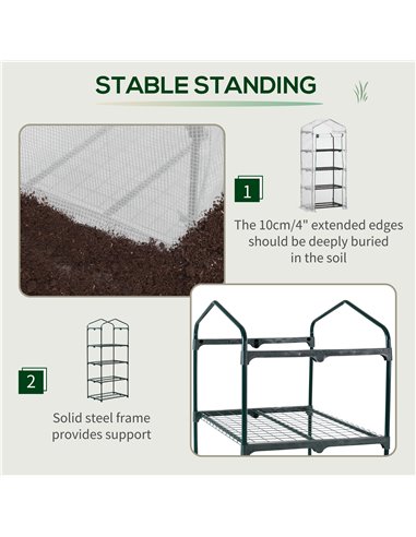 Outsunny 4 Tier Mini Greenhouse, Portable Green House, White 845-228V02WT