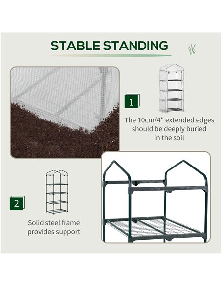 Outsunny 4 Tier Mini Greenhouse, Portable Green House, White 845-228V02WT - pic 38247 | FastDaddyshop