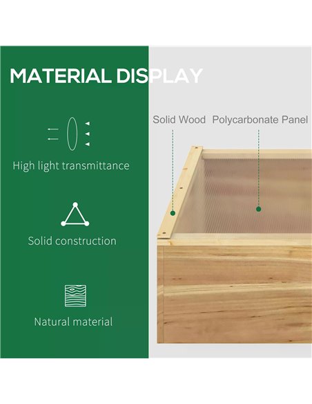 Outsunny Wooden Cold Frame Greenhouse Garden Polycarbonate Grow House for Flowers, Vegetables, Plants, 100 x 50 x 36 cm, Natural - pic 38258 | FastDaddyshop