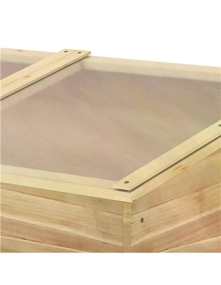 Outsunny Wooden Cold Frame Greenhouse Garden Polycarbonate Grow House for Flowers, Vegetables, Plants, 100 x 50 x 36 cm, Natural - pic 38259 | FastDaddyshop