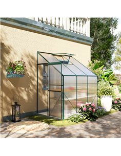 Outsunny Walk-In Lean to Polycarbonate Greenhouse, Green 845-391V02 2