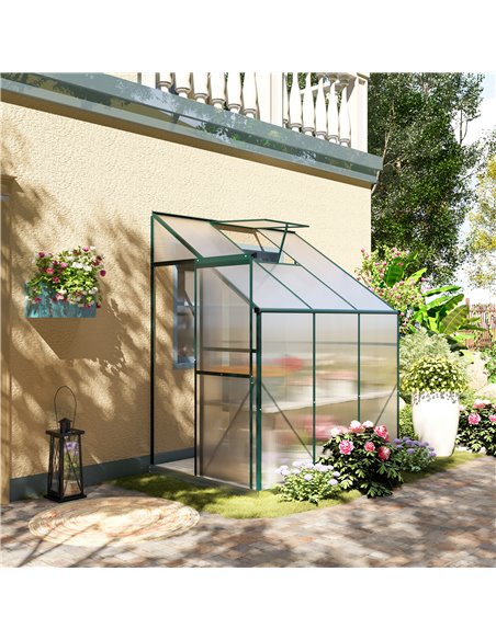 Outsunny Walk-In Lean to Polycarbonate Greenhouse, Green 845-391V02 - pic 38272 | FastDaddyshop
