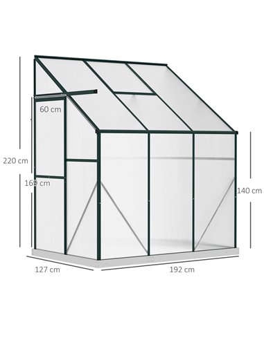 Outsunny Walk-In Lean to Polycarbonate Greenhouse, Green 845-391V02