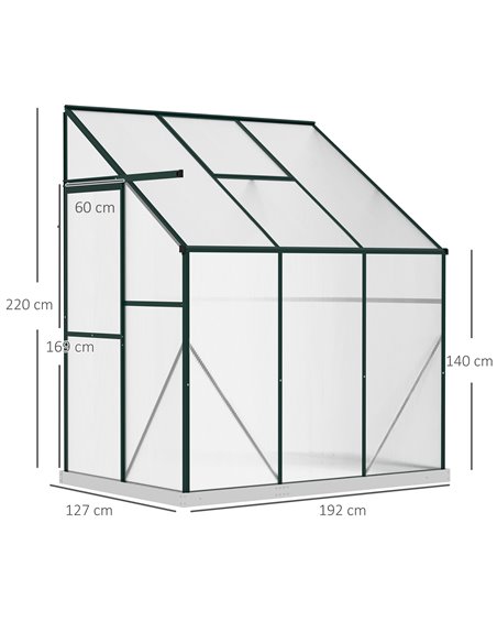Outsunny Walk-In Lean to Polycarbonate Greenhouse, Green 845-391V02 - pic 38273 | FastDaddyshop