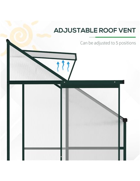 Outsunny Walk-In Lean to Polycarbonate Greenhouse, Green 845-391V02 - pic 38274 | FastDaddyshop