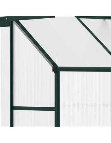 Outsunny Walk-In Lean to Greenhouse Garden Heavy Duty Aluminium Polycarbonate with Roof Vent for Plants Herbs Vegetables, Green,