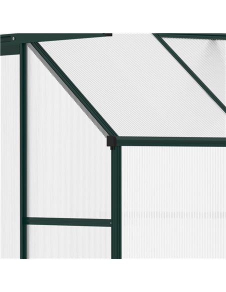 Outsunny Walk-In Lean to Greenhouse Garden Heavy Duty Aluminium Polycarbonate with Roof Vent for Plants Herbs Vegetables, Green, - pic 38278 | FastDaddyshop
