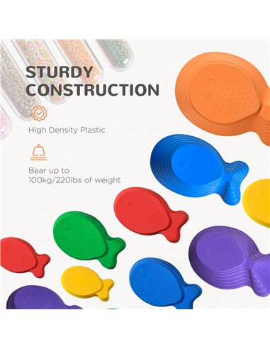 Outsunny Kids Balance Stepping Stones 11-Piece Fish Shape Non-slip