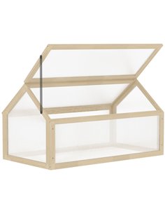 Outsunny Wooden Cold Frame Polycarbonate Greenhouse, Natural 845-671ND
