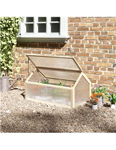Outsunny Wooden Cold Frame Polycarbonate Greenhouse, Natural 845-671ND 2
