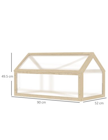 Outsunny Wooden Cold Frame Polycarbonate Greenhouse, Natural 845-671ND