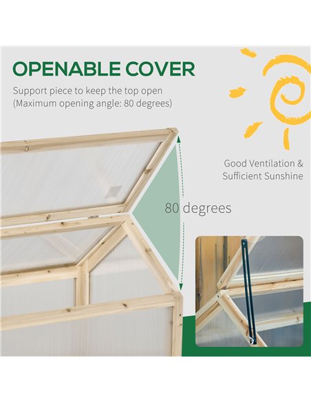 Outsunny Wooden Cold Frame Polycarbonate Greenhouse, Natural 845-671ND - pic 38284 | FastDaddyshop