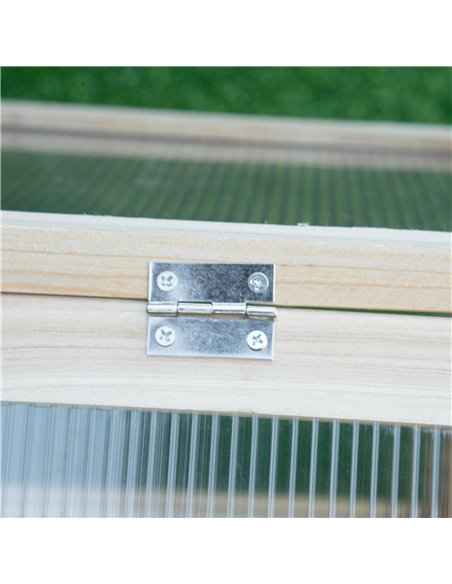 Outsunny Wooden Cold Frame Greenhouse Garden Polycarbonate Grow House with Openable Top for Flowers, Vegetables, Plants, 90 x 52 - pic 38287 | FastDaddyshop