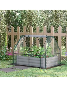 Outsunny Raised Garden Bed with Greenhouse, Grey 845-520GY 2